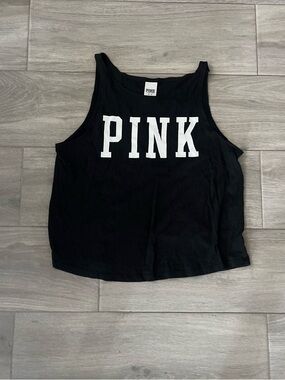 PINK Victoria's Secret Black Tank with White Logo
